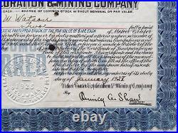 Rare Original Meteor Crater Exploration & Mining Co. Preferred stock certificate
