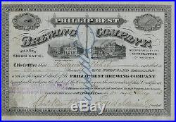 Rare PHILLIP BEST BREWING COMPANY Stock Signed FREDERICK PABST 1873 SALE