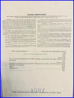 Rare Preston Tucker Auto 1947 Stock Certificate