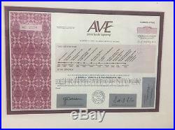 Rare Vintage Common Stock Certificate Medronic Arterial Vascular Engineering
