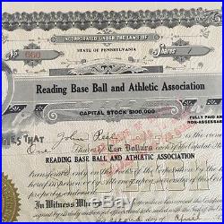 Reading Keystones Baseball Stock Certificate Pennsylvania Minor International