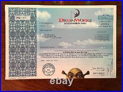 Real Original Authentic Dreamworks Animation stock certificate Multicolor Shrek