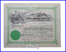 Red Lodge, MO 1914 Jeffery Hardware Co Stock Certificate #5 Issued To O. Johnson