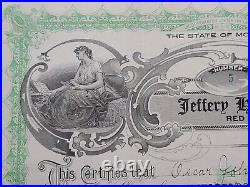 Red Lodge, MO 1914 Jeffery Hardware Co Stock Certificate #5 Issued To O. Johnson