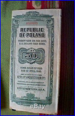 Republic Of Poland Canceled Bond Certificate 1920