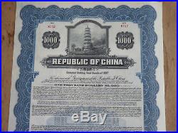 Republic of China, Secured Sinking Fund Bonds of 1937, $ 1000 Bond