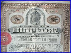 Republica Mexicana Ciudad de Veracruz 5% Bond to Bearer 1907 uncanc. + coupons