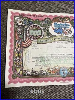 Ringling Bros. BARNUM BAILEY Combined Shows CIRCUS Stock Certificate 1970