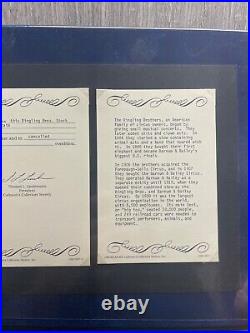 Ringling Bros. Barnum Bailey 1969 100 Shares Circus Stock Certificate with Letters