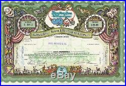 Ringling Bros. Barnum & Bailey Stock Certificate Circus Issued Green Variety