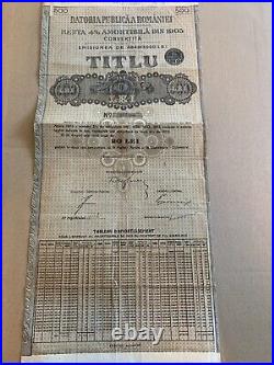 Romania 1905 Renta Romana 500 Lei AUR NOT CANCELLED rare gold Bond Loan