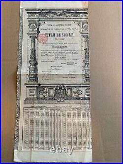 Romania 1908 Renta Romana 500 Lei AUR NOT CANCELLED rare gold Bond Loan