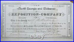 Rome, GA 1881 Stock Certificate'North Georgia & Alabama Exposition Company