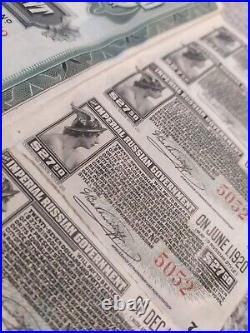Russian 1916 Imperial Government $ 1000 Dollars Bond Loan Share Coupons ABNC