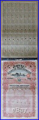 SIAM Rare 2 Royal siamese Government bond 1905 & 1907 Rama V Thailand Hong-Kong