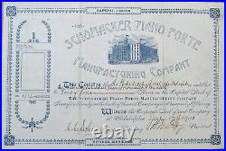 Schomacker Piano Forte Manufacturing Company 1901 Music Stock Certificate PA