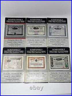 Scripophily Mail Bid Auction Catalog Lot Of 6 Issued 1986-1988 George H. LaBarre