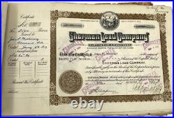 Sherman Lead Company Mining Stock Book With Number #1 Certificate & Tax Stamps