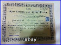 Shree Lakshmi Cold Storage Ltd Stock Share Certificate 1 India Revenue 1949