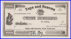 Sonoma and Napa Wine Company Stock of 1870's