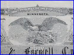 St. Paul, MN 1894 Smith & Farwell Stock Certificate #93 Issued to Frieud Brice