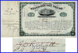 Standard Oil Stock Certificate signed by John D. Rockefeller & H. M. Flagler