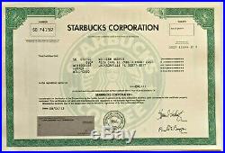 Starbucks original collectible coffee stock certificate