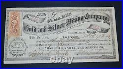 Stearns Gold and Silver Mining Company 1863 stock certificate
