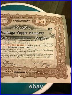 # Stock #1 1912 Onondaga Copper Company stock certificate Michigan