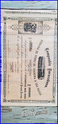 Stock Certificate Brazilian Sorocabana Railroad Company Stock # 19209