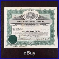 Stock Certificate Minor League Buffalo Bisons Baseball 1955 Detroit Tigers Sign