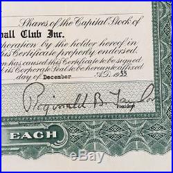 Stock Certificate Minor League Buffalo Bisons Baseball 1955 Detroit Tigers Sign