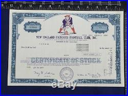 Stock Certificate NEW ENGLAND PATRIOTS Football Club 1977 656