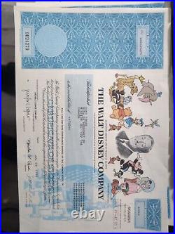 Stock Certificate Walt Disney Company Vintage Original 2 Share Rare 1998