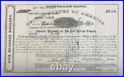 Syracuse, Binghamton and New York Railroad Company 7% Mortgage Bond $500 1859