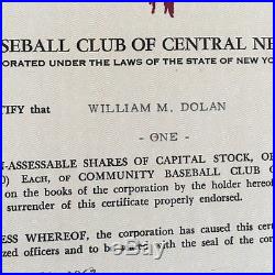 Syracuse Chiefs Baseball Stock Certificate New York Minor League 1967 Yankees