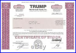 Trump Entertainment Resorts Inc. 2009 Stock Certificate