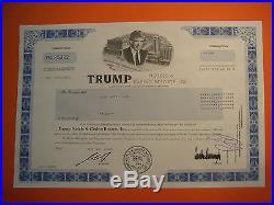 TRUMP Hotels & Casino Resorts share certificate, 2003, great Trump vignette