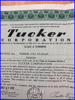 TUCKER AUTOMOBILES STOCK CERTIFICATE car auto 1947 50 Shares ORIGINAL ITEM