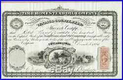Tarr Homestead Oil Company, Venango County Pa. 1864 Stock Certificate