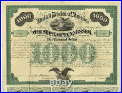 Tennessee, State of. $1,000 Bond Certificate. S/b Governor Brownlow