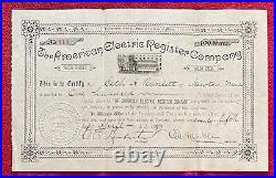 The American Electric Register Company Portland Maine 1890 Stock Certificate