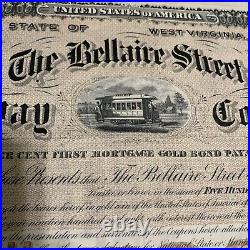 The Bellaire Street Railway Company Bond-1888, West Virginia