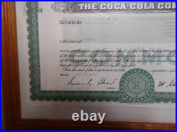 The Coca-Cola Company original collectible Coke stock certificate