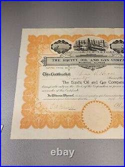 The Equity Oil and Gas Company 1918 Stock Certificate 20 Shares Chas. Hesse