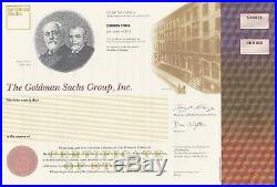 The Goldman Sachs Group Inc Pre Ipo Specimen Stock Certificate Rare Financial