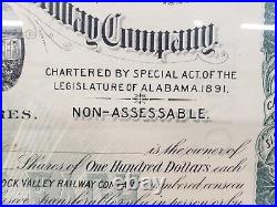 The Gurleys & Paint Rock Railway Company Issued Founders Stock Certificate