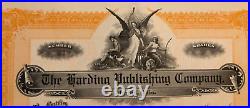 The Harding Publishing Company Stock Certificate Scarce Presidential Print News