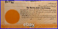 The Harding Publishing Company Stock Certificate Scarce Presidential Print News