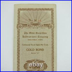 The Ohio Securities Underwriters Co 1922 $1000 Bond Coupons Columbus OH Antique